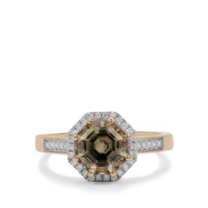 Asscher Cut Csarite® & Diamond 18K Gold Ring MTGW 2.55cts