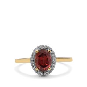 Umba Valley Red Zircon Ring with White Zircon in 9K Gold 2.05cts