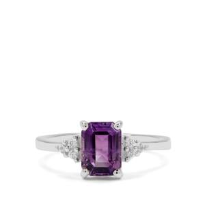 Moroccan Amethyst & White Zircon Sterling Silver Ring ATGW 1.60cts
