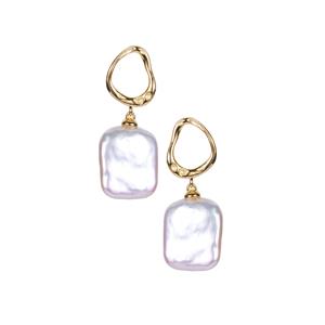 Baroque Cultured Pearl Gold Tone Sterling Silver Earrings (15mm x 14mm)