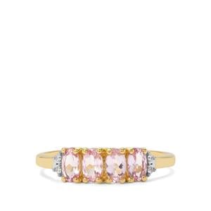 Imperial Pink Topaz & White Zircon 9K Gold Ring ATGW 1ct
