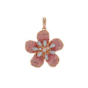  Ombre Floral Fiore Pink Sapphire & White Zircon Rose Midas Pendant ATGW 1cts