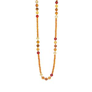 Baltic Cognac, Cherry, Champagne & Butterscotch Amber Gold Tone Sterling Silver Necklace