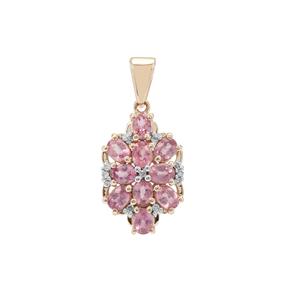 Padparadscha Sapphire Pendant with Diamond in 9K Gold 1.57cts