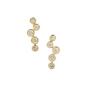 1/2ct Natural Canary Diamonds 9K Gold Earrings