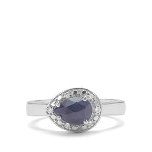 Rose Cut Bharat Sapphire & White Zircon Sterling Silver Ring ATGW 1.67cts