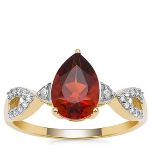 Madeira Citrine Ring with White Zircon in 9K Gold 1.60cts