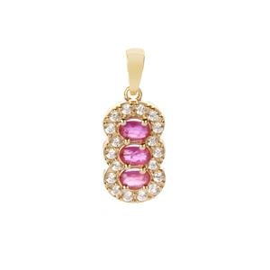 Montepuez Ruby Pendant with White Zircon in 9K Gold 1.60cts