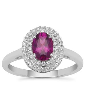 Roshoite Ring with White Zircon in Sterling Silver 1.25cts