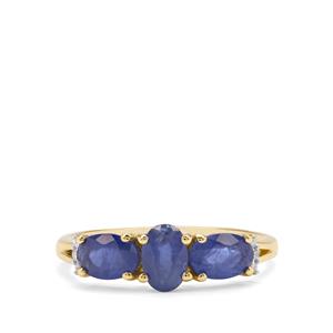 Burmese Blue Sapphire & Diamond 9K Gold Ring ATGW 2cts