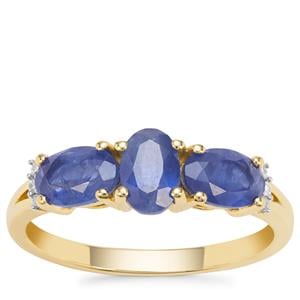 Burmese Blue Sapphire Ring with Diamond in 9K Gold 2cts