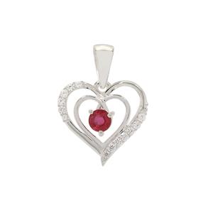 Bemainty Ruby & White Zircon Sterling Silver Pendant ATGW 0.60cts (F)
