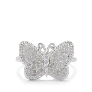 1/2ct Diamond Sterling Silver Butterfly Ring 