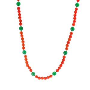110cts Green & Red Chalcedony Sterling Silver Necklace 