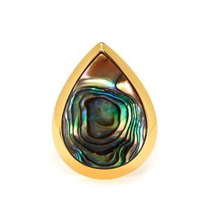 Paua Gold Tone  Sterling Silver Ring (24mm x 17.80mm)