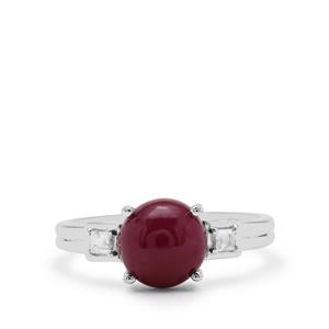Bharat Ruby & White Zircon Sterling Silver Ring ATGW 3.25cts
