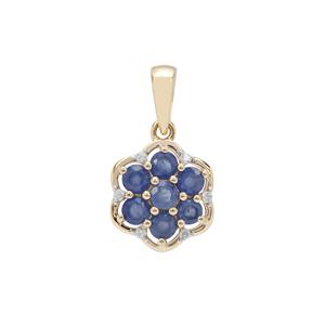 Burmese Blue Sapphire Pendant with White Zircon in 9K Gold 1.44cts