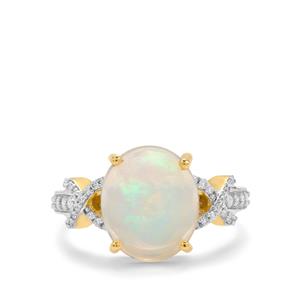Ethiopian Opal & Diamond 18K Gold Ring MTGW 2.90cts