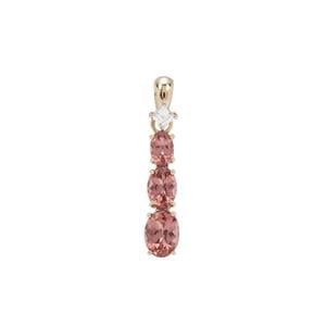 Pink Apatite Pendant with White Zircon in 9K Gold 2.65cts