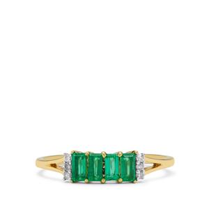 Panjshir Emerald & Diamond 9K Gold Tomas Rae Ring ATGW 0.50ct