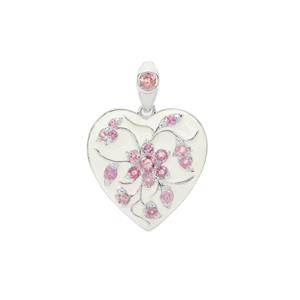 0.85ct Ilakaka Hot Pink Sapphire Sterling Silver Heart Pendant with Enamel  