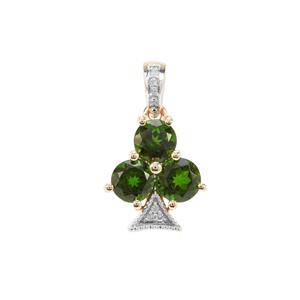 Chrome Diopside Pendant with Diamond in 9k Gold 1.60cts