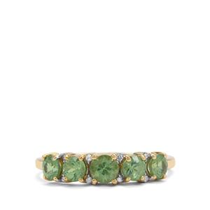 Green Dragon Demantoid Garnet & Diamond 9K Gold Ring ATGW 1.50cts