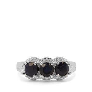 Madagascan Blue Sapphire & White Zircon Sterling Silver Ring ATGW 2.43cts