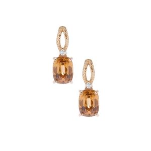 6.96ct Kaduna Canary and White Zircon 9K Gold Earrings