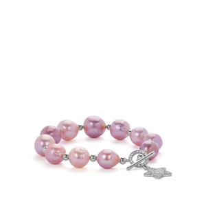 Baroque Lavender Pearl & White Topaz Sterling Silver Bracelet (12 x 11mm)