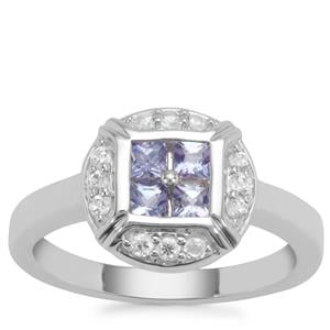 Tanzanite Ring with White Zircon in Sterling Silver 0.66ct