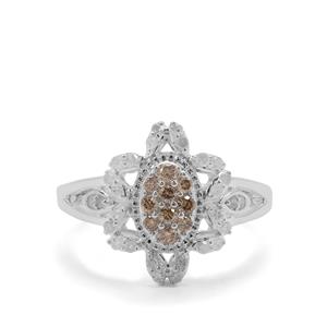 1/2ct Champagne & White Diamond Sterling Silver Ring