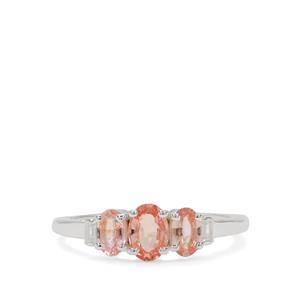Sakaraha Pink Sapphire & White Zircon Sterling Silver Ring ATGW 1.20cts