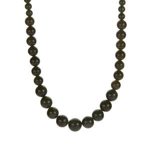 193.70ct Nephrite Jade Sterling Silver Graduated Necklace