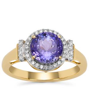 AAA Tanzanite Ring with Diamond in 18K Gold 2.15cts 