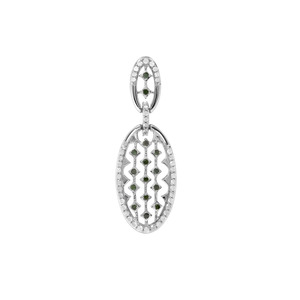 Green Diamond Pendant with White Diamond in Sterling Silver 0.78ct