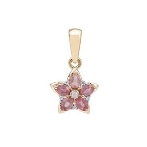 Padparadscha Sapphire Pendant with White Zircon in 9K Gold 0.60ct