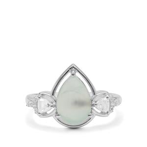 Gem-Jelly™ Aquaprase™ & White Sapphire Sterling Silver Ring ATGW 2.10cts