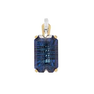 Lehrer Loom of Light Blue Topaz & White Zircon 9K Gold Pendant ATGW 9.65cts