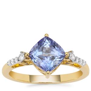 AAA Tanzanite Ring with Diamond in 18K Gold 2.20cts 