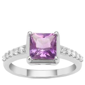 Moroccan Amethyst Ring with White Zircon in Sterling Silver 1.91cts