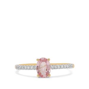 Pink Sapphire & White Zircon 9K Gold Ring ATGW 1.10cts