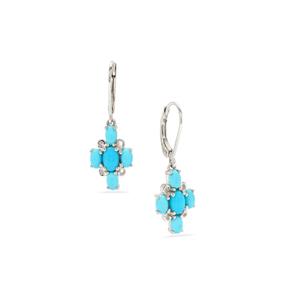 2.50cts Sleeping Beauty Turquoise Sterling Silver Earrings 