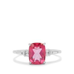 Mystic Pink Topaz Ring with White Zircon in Sterling Silver 2.50cts