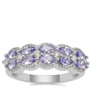 Tanzanite Ring with White Zircon in Sterling Silver 1.38cts
