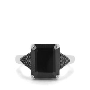 6.72ct Black Spinel Sterling Silver Ring 