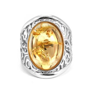 Baltic Champagne Amber (13x18mm) Ring in Sterling Silver