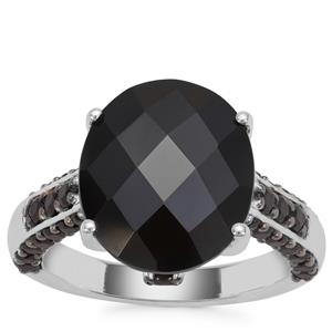 Black Spinel Ring in Sterling Silver 8.18cts