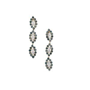 1/2ct Blue & White Diamond 9K Gold Earrings