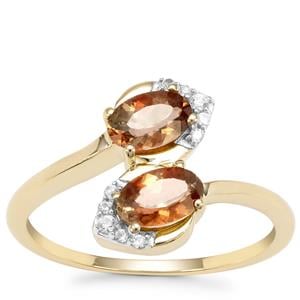 Sopa Andalusite Ring with White Zircon in 9K Gold 0.97ct